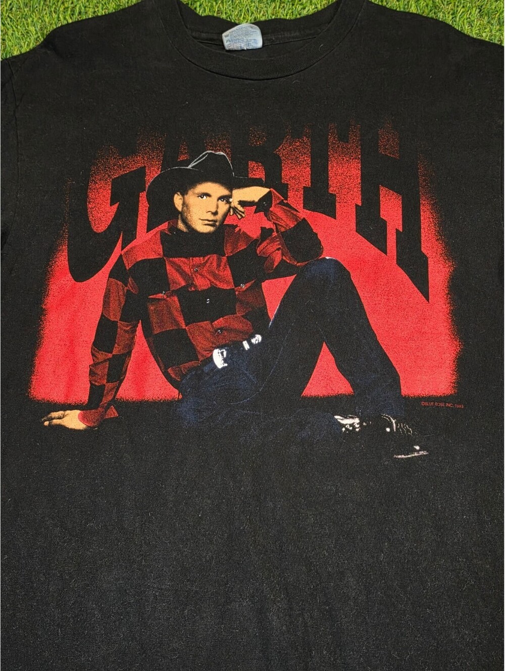 Vintage 1993 Garth Brooks Black Graphic T-Shirt Size Large